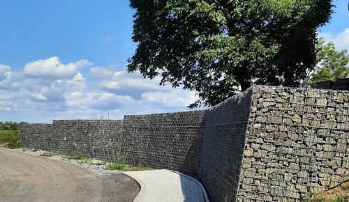 Gabionové zdi - obec Bukovno