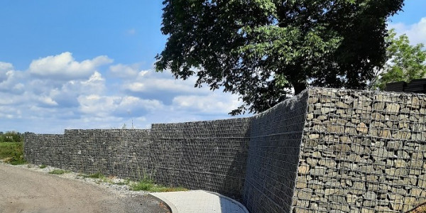 Gabionové zdi - obec Bukovno